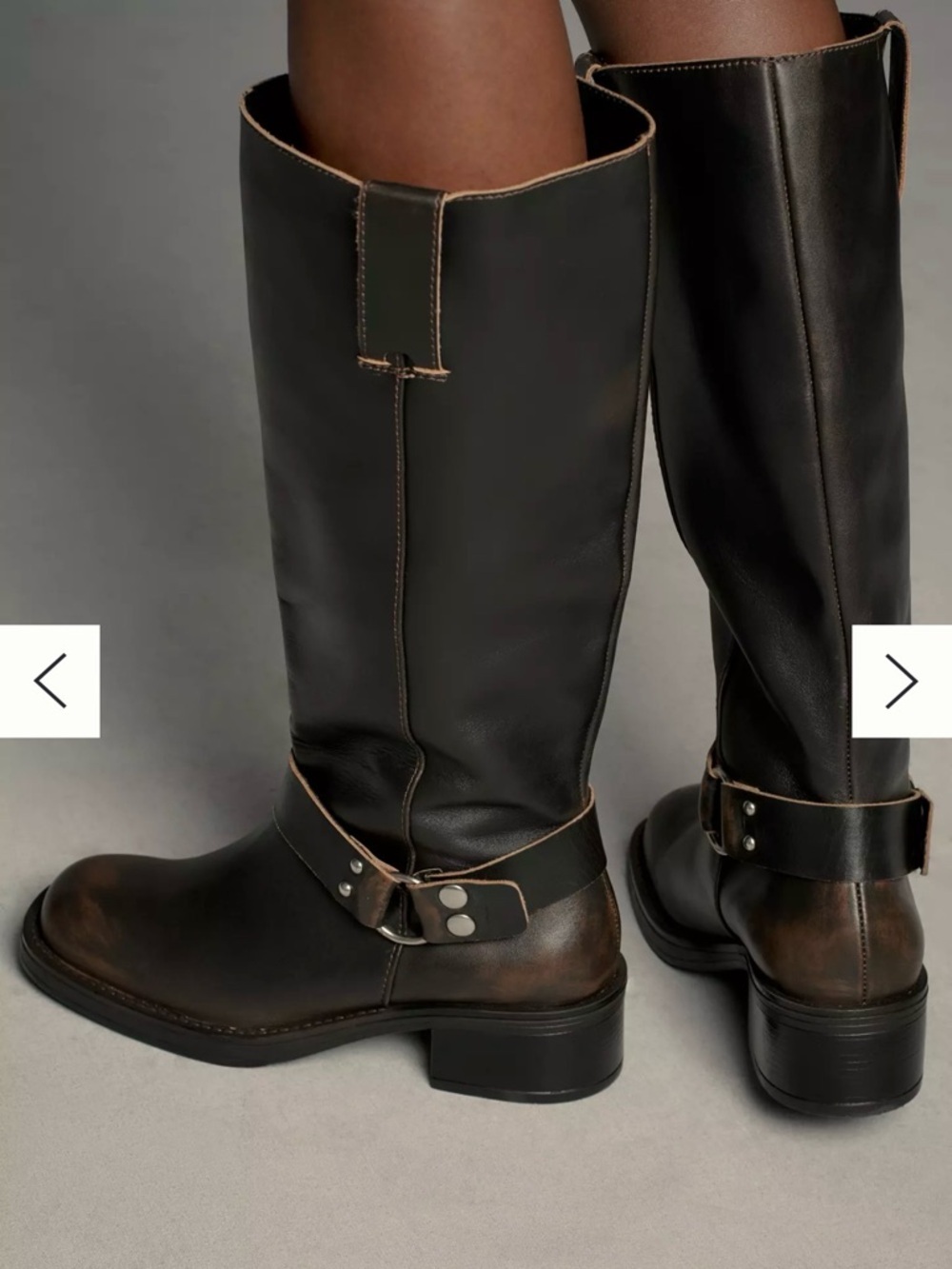 Pilcro Tall Moto Boots - Black Brown Leather Harness Riding Boots - size 7 NWOT